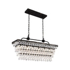 Contemporary Crystal Matte Black Island Pendant Light