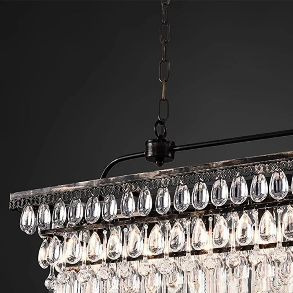 Contemporary Crystal Matte Black Island Pendant Light