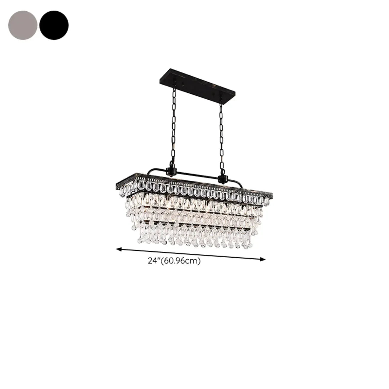 Contemporary Crystal Matte Black Island Pendant Light