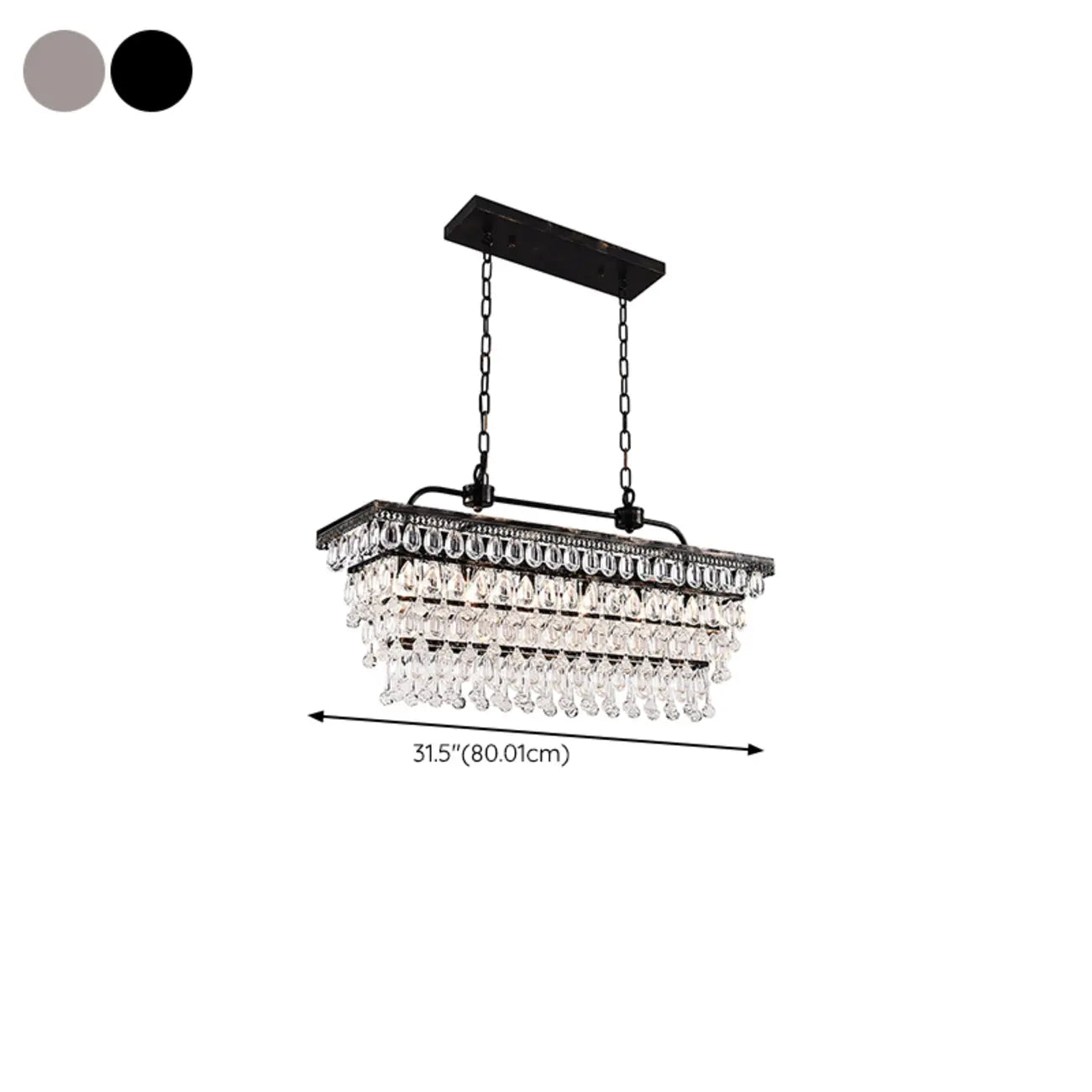 Contemporary Crystal Matte Black Island Pendant Light