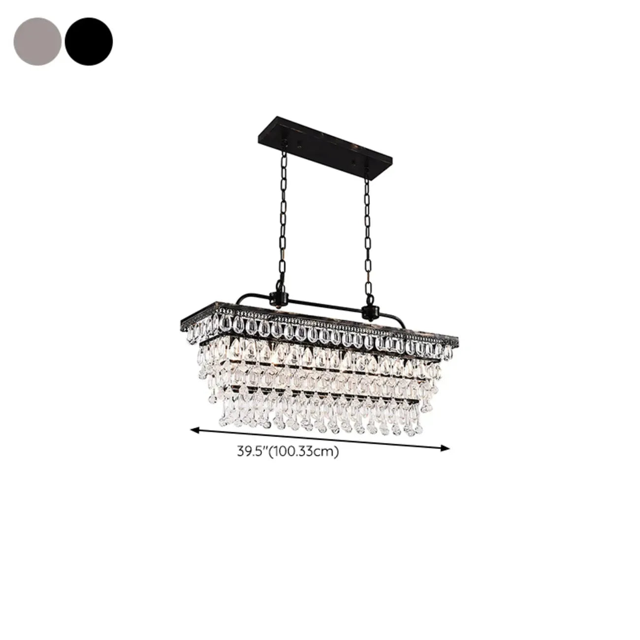 Contemporary Crystal Matte Black Island Pendant Light