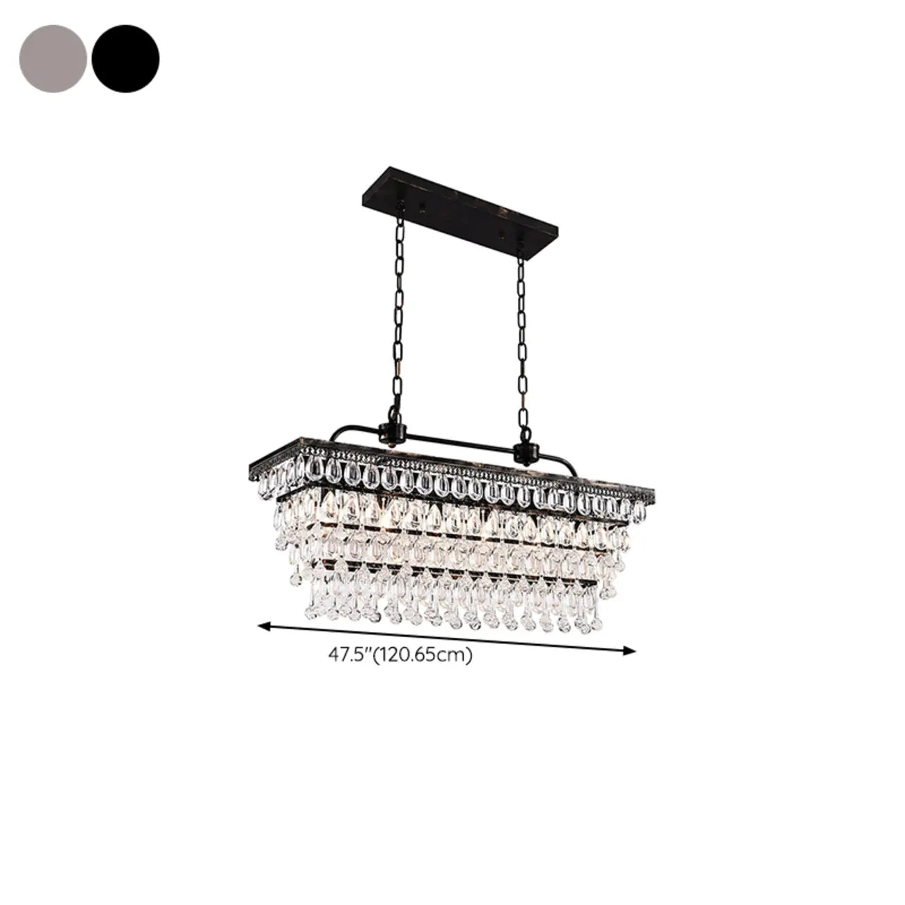 Contemporary Crystal Matte Black Island Pendant Light