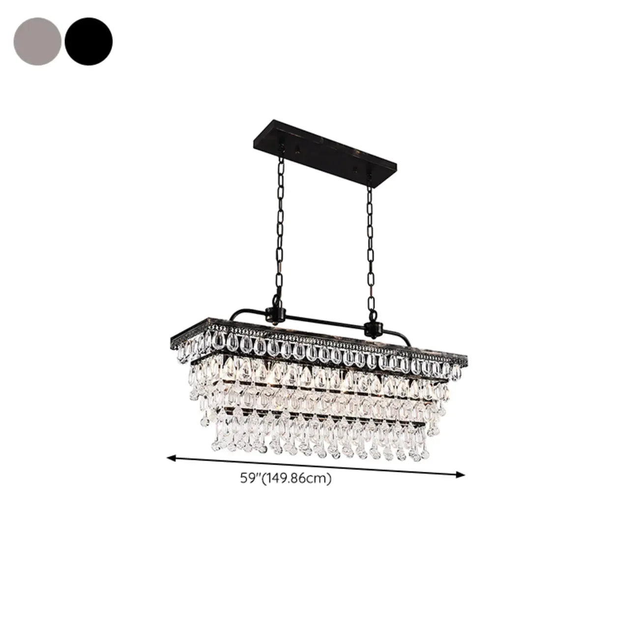Contemporary Crystal Matte Black Island Pendant Light