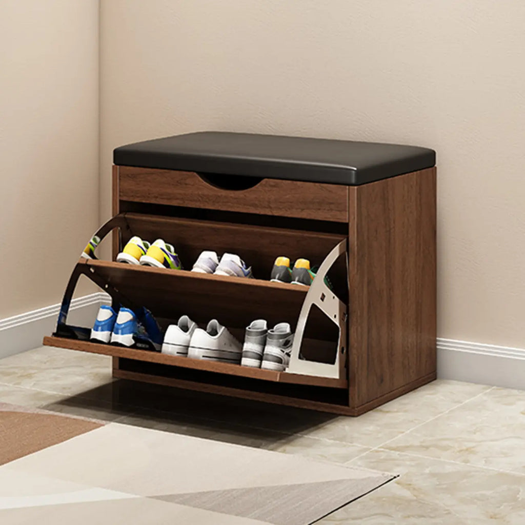Entryway Drop Front Shoe Storage Bench with Flip-Top
