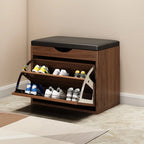 Entryway Drop Front Shoe Storage Bench with Flip-Top