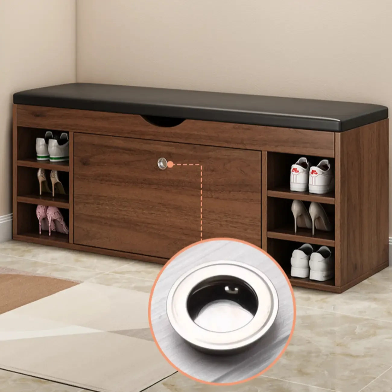 Entryway Drop Front Shoe Storage Bench with Flip-Top