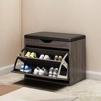 Entryway Drop Front Shoe Storage Bench with Flip-Top