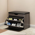 Entryway Drop Front Shoe Storage Bench with Flip-Top