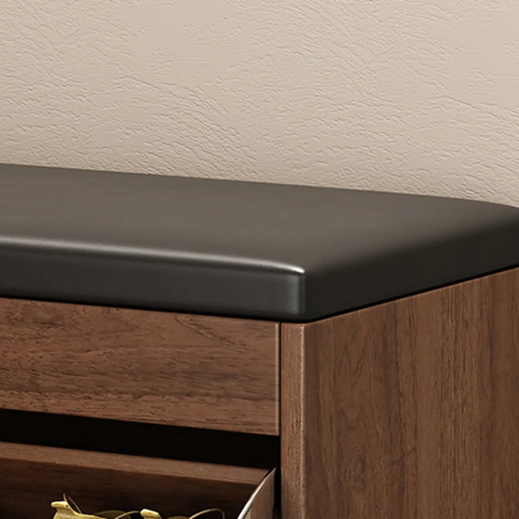 Entryway Drop Front Shoe Storage Bench with Flip-Top