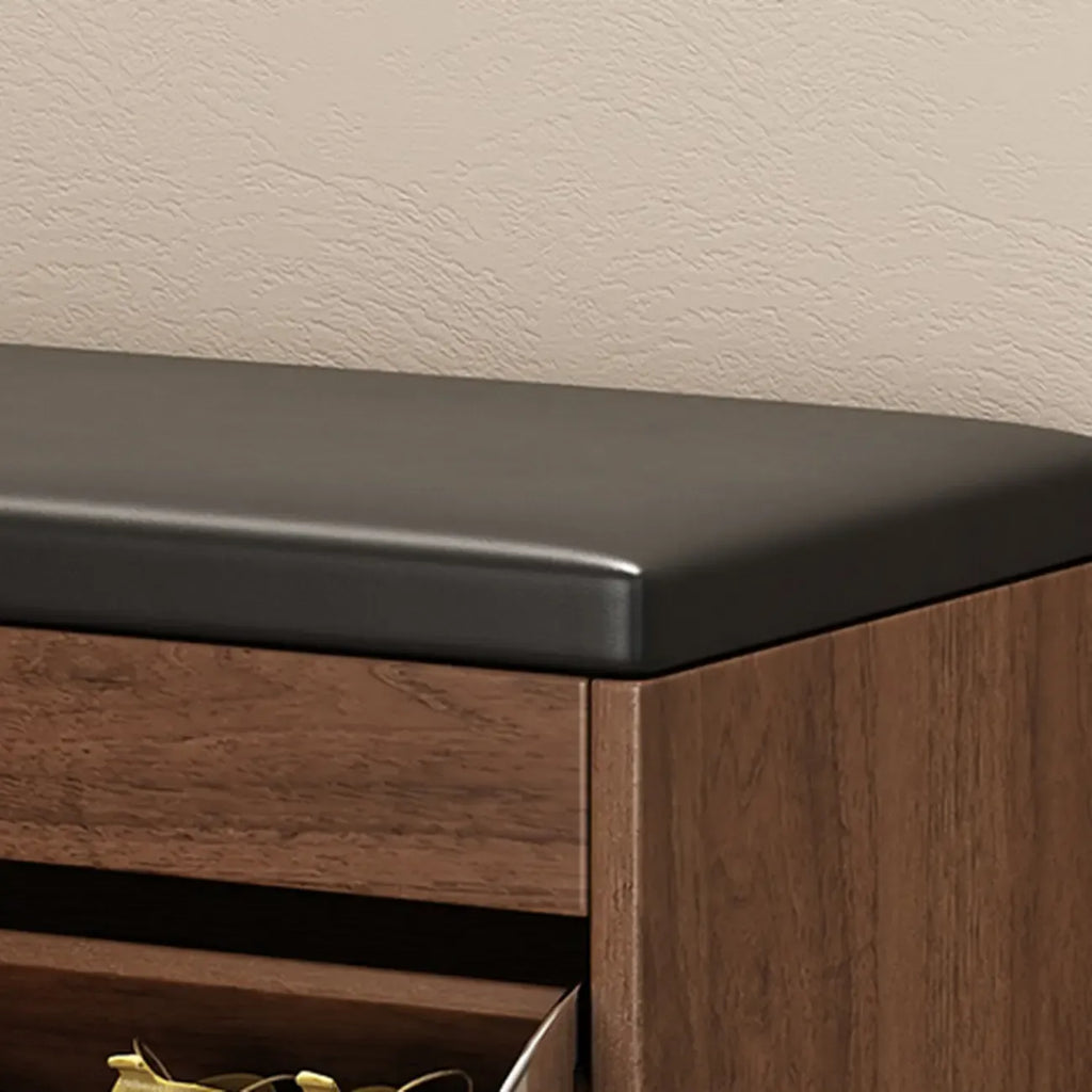 Entryway Drop Front Shoe Storage Bench with Flip-Top