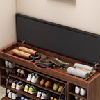 Entryway Drop Front Shoe Storage Bench with Flip-Top