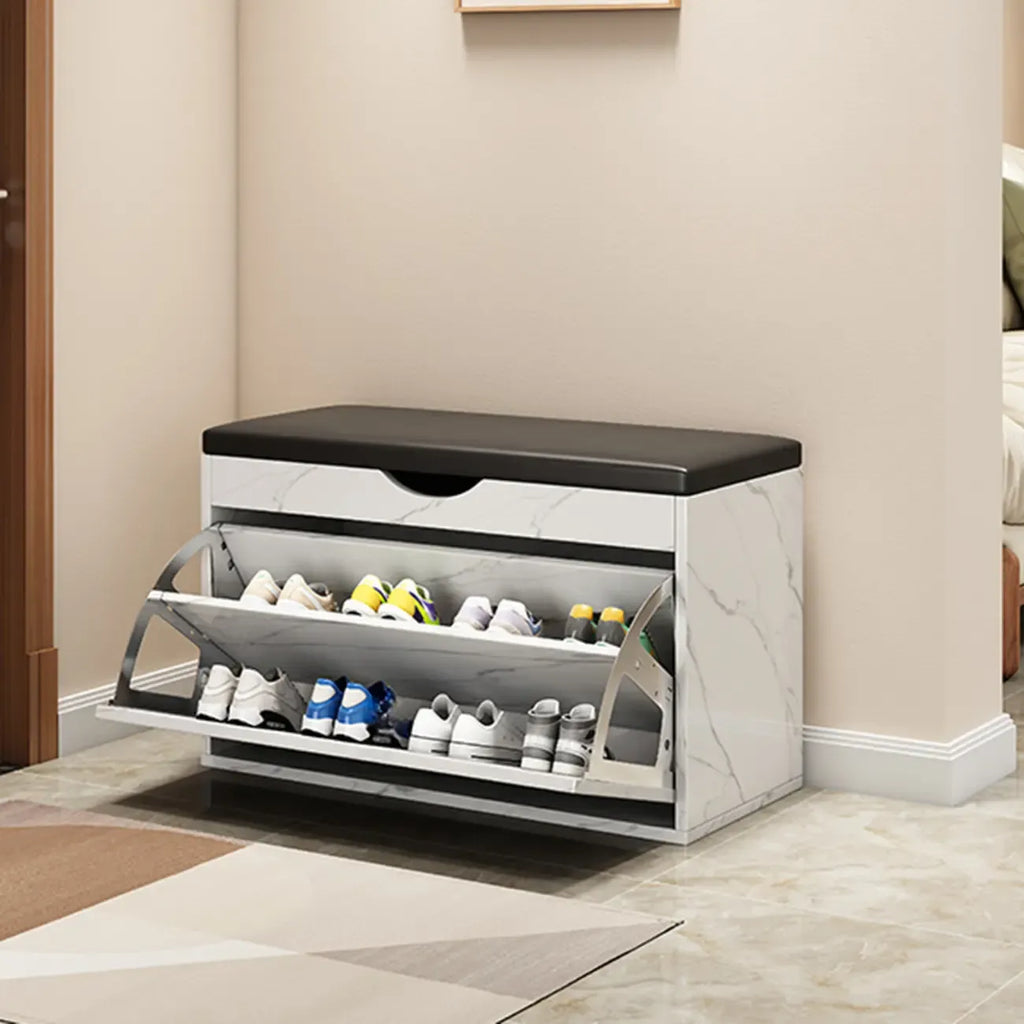 Entryway Drop Front Shoe Storage Bench with Flip-Top