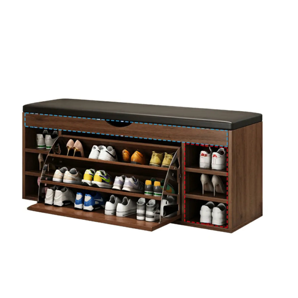 Entryway Drop Front Shoe Storage Bench with Flip-Top