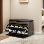 Entryway Drop Front Shoe Storage Bench with Flip-Top