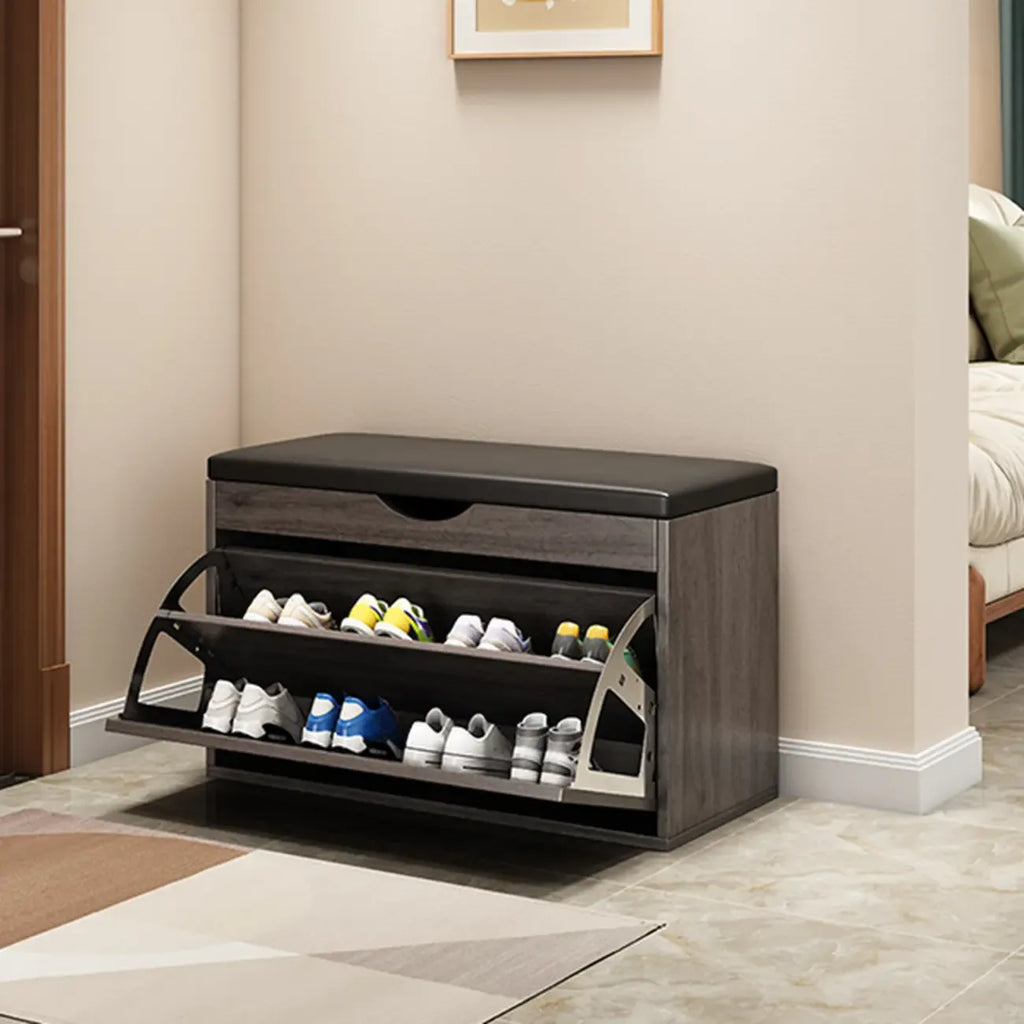 Entryway Drop Front Shoe Storage Bench with Flip-Top