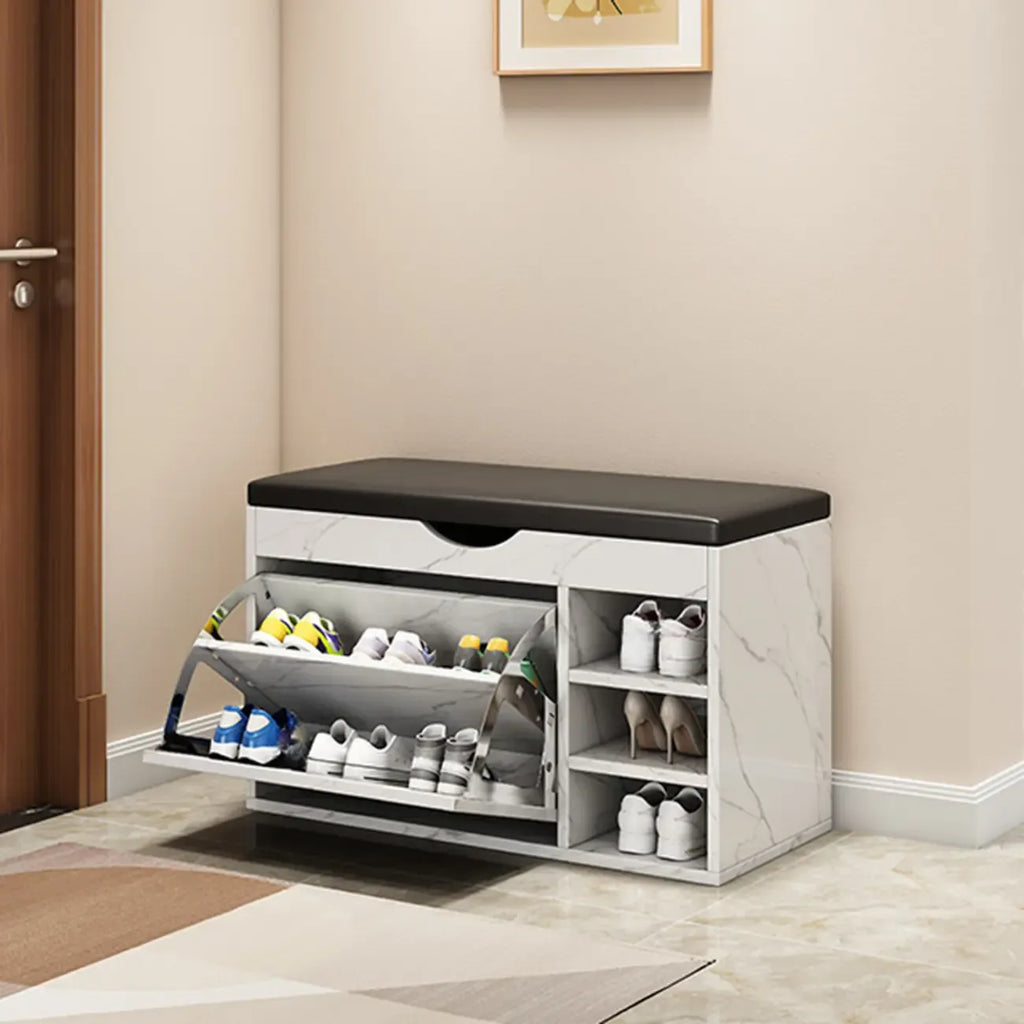 Entryway Drop Front Shoe Storage Bench with Flip-Top