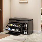 Entryway Drop Front Shoe Storage Bench with Flip-Top