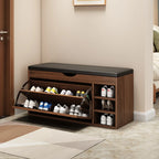 Entryway Drop Front Shoe Storage Bench with Flip-Top
