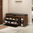Entryway Drop Front Shoe Storage Bench with Flip-Top