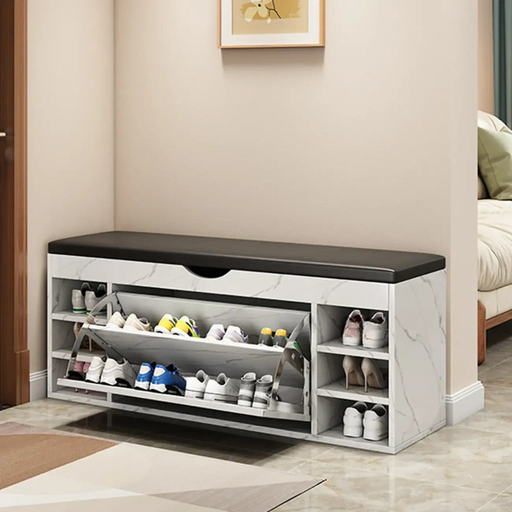 Entryway Drop Front Shoe Storage Bench with Flip-Top