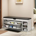 Entryway Drop Front Shoe Storage Bench with Flip-Top