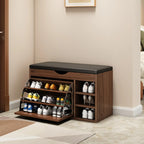 Entryway Drop Front Shoe Storage Bench with Flip-Top