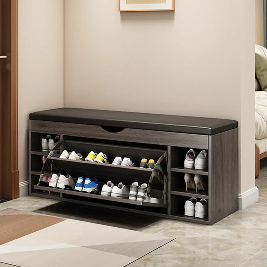Entryway Drop Front Shoe Storage Bench with Flip-Top