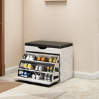 Entryway Drop Front Shoe Storage Bench with Flip-Top