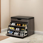 Entryway Drop Front Shoe Storage Bench with Flip-Top