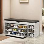 Entryway Drop Front Shoe Storage Bench with Flip-Top