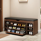 Entryway Drop Front Shoe Storage Bench with Flip-Top