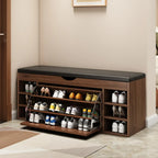 Entryway Drop Front Shoe Storage Bench with Flip-Top