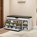 Entryway Drop Front Shoe Storage Bench with Flip-Top