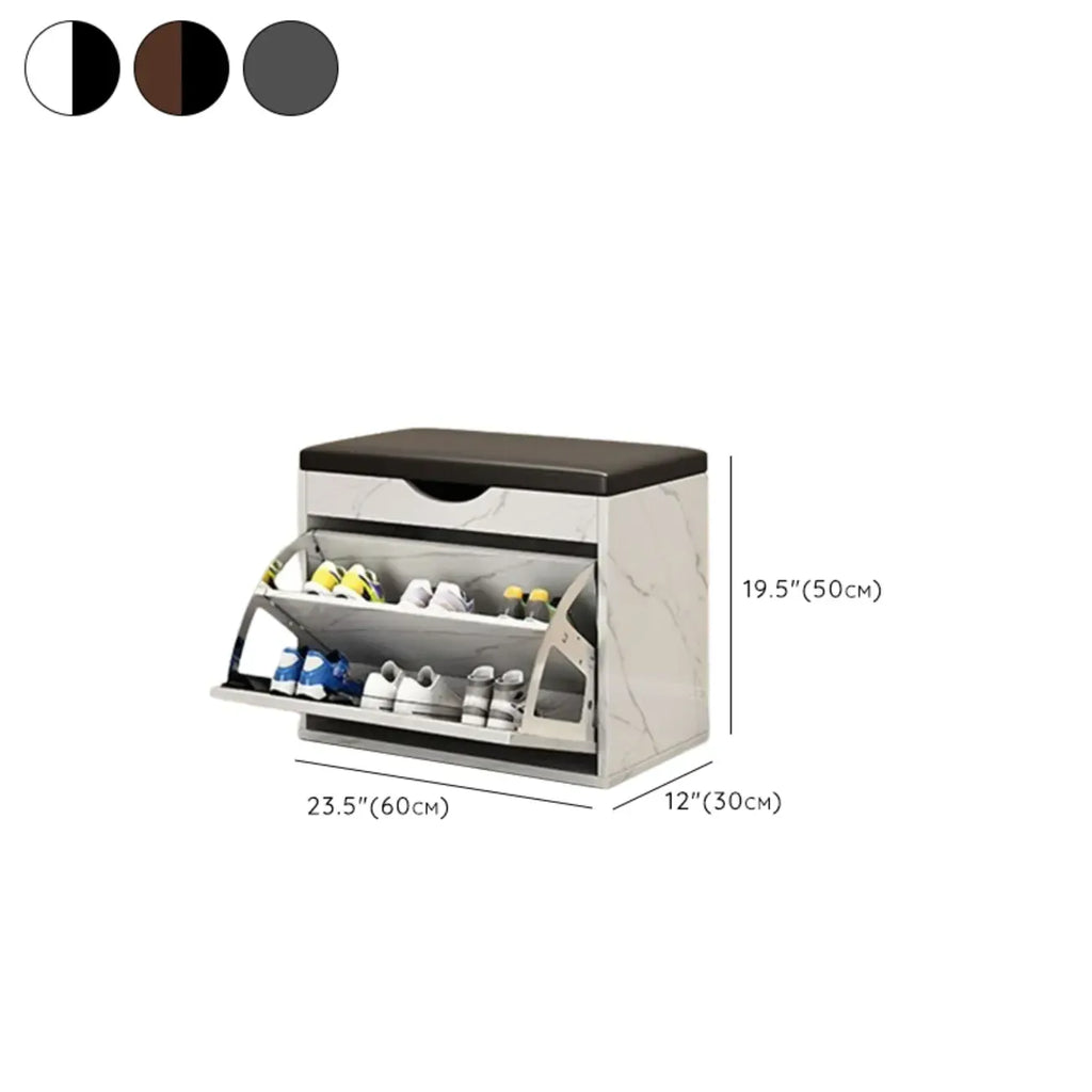 Entryway Drop Front Shoe Storage Bench with Flip-Top