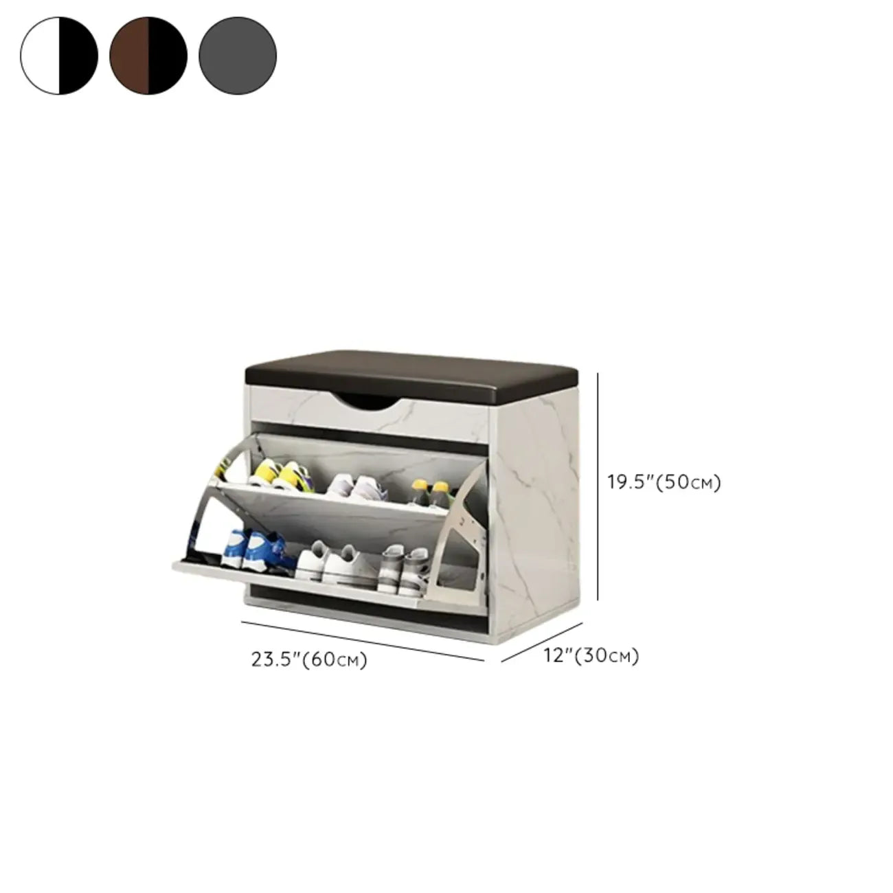 Entryway Drop Front Shoe Storage Bench with Flip-Top