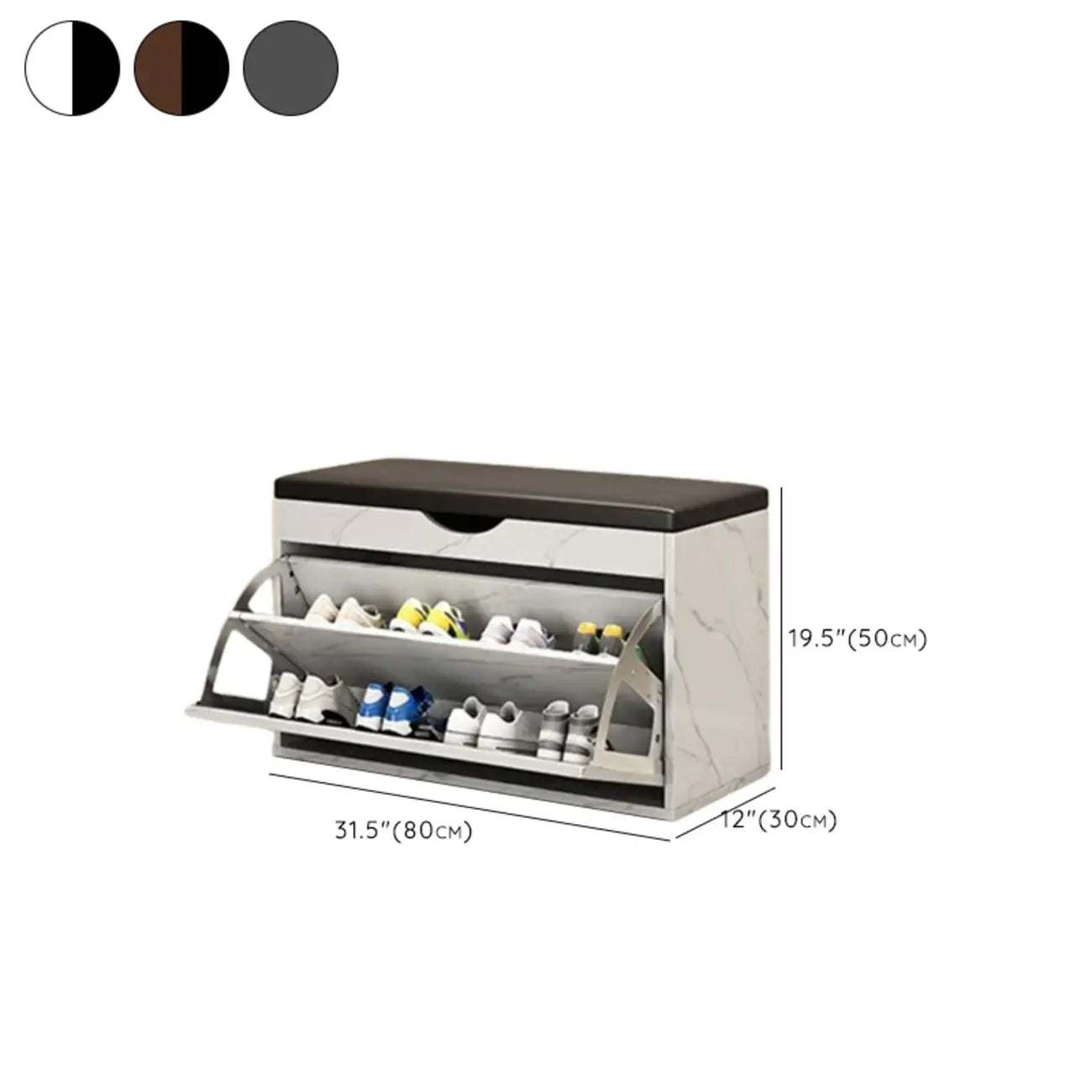 Entryway Drop Front Shoe Storage Bench with Flip-Top