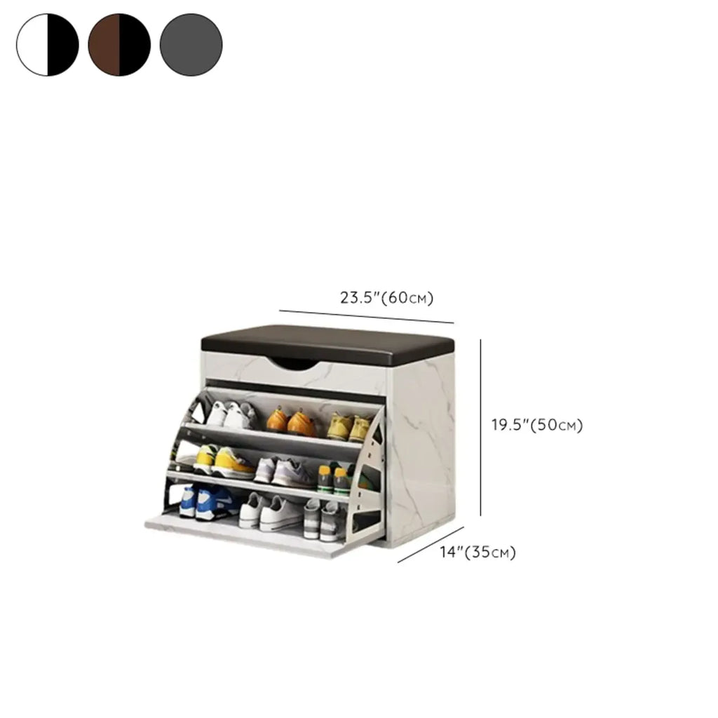 Entryway Drop Front Shoe Storage Bench with Flip-Top