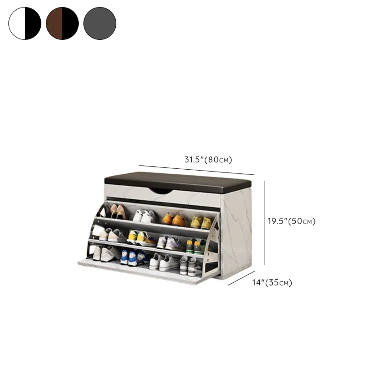 Entryway Drop Front Shoe Storage Bench with Flip-Top