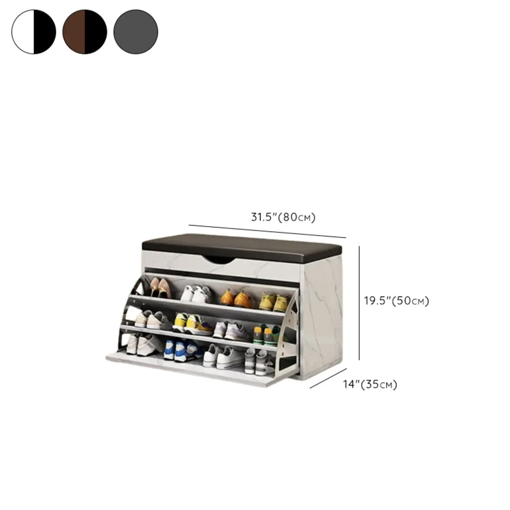 Entryway Drop Front Shoe Storage Bench with Flip-Top