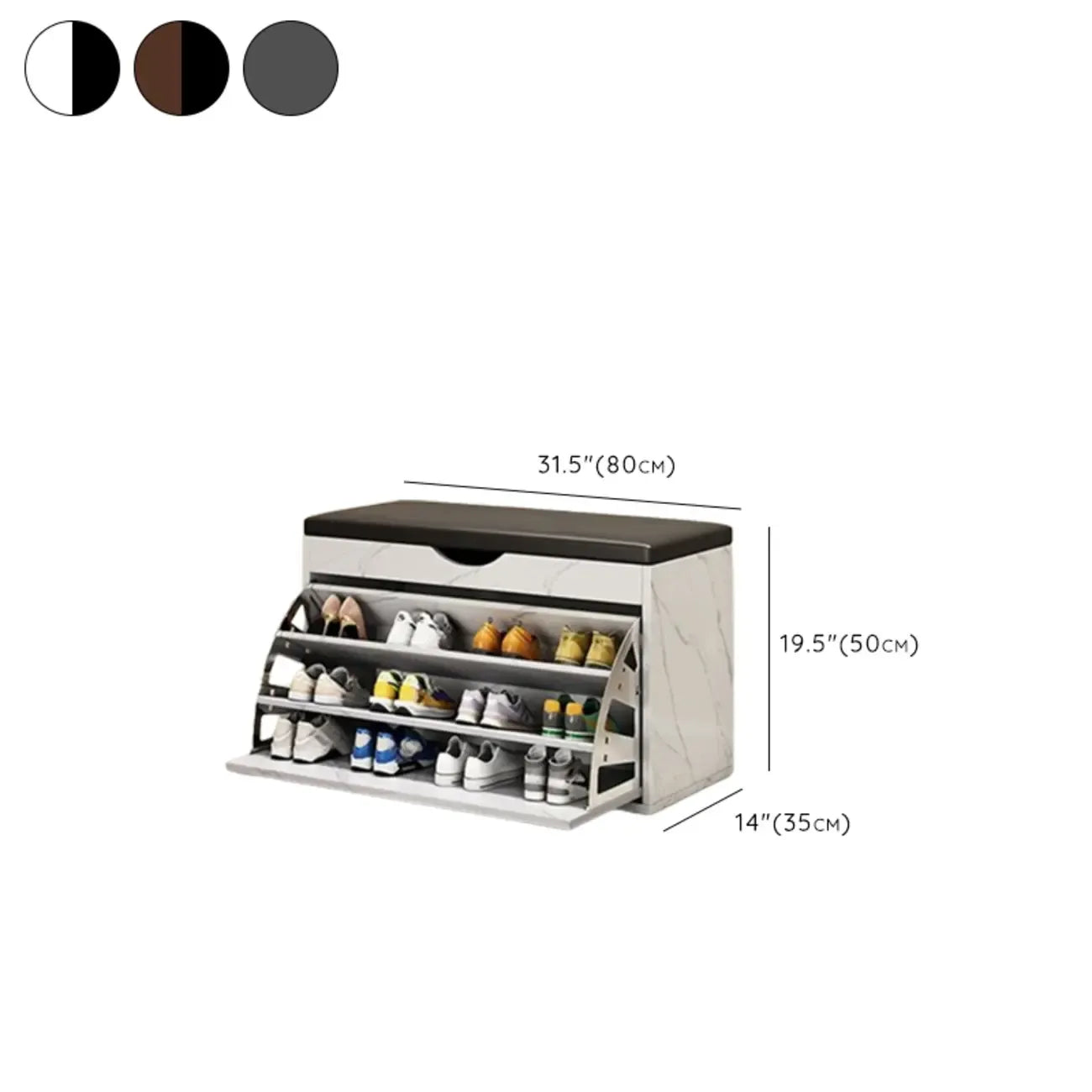 Entryway Drop Front Shoe Storage Bench with Flip-Top