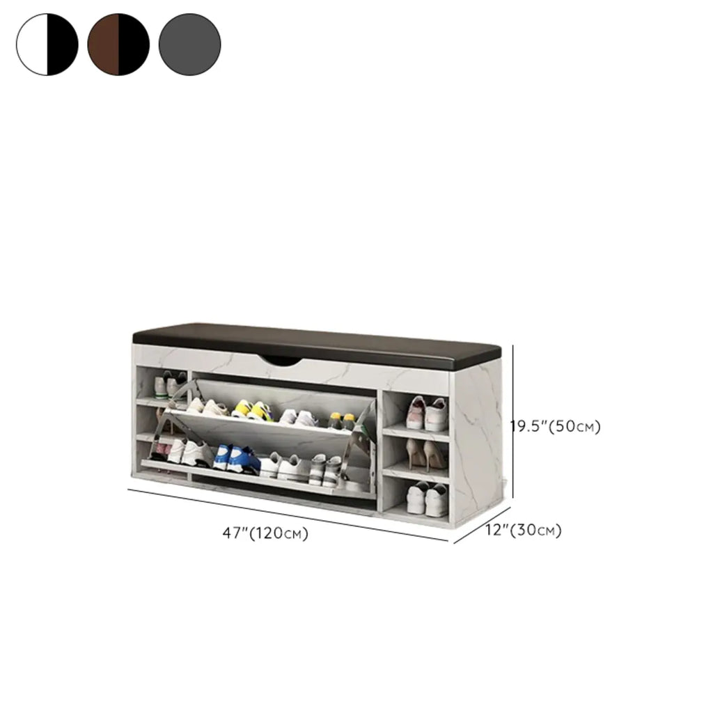 Entryway Drop Front Shoe Storage Bench with Flip-Top