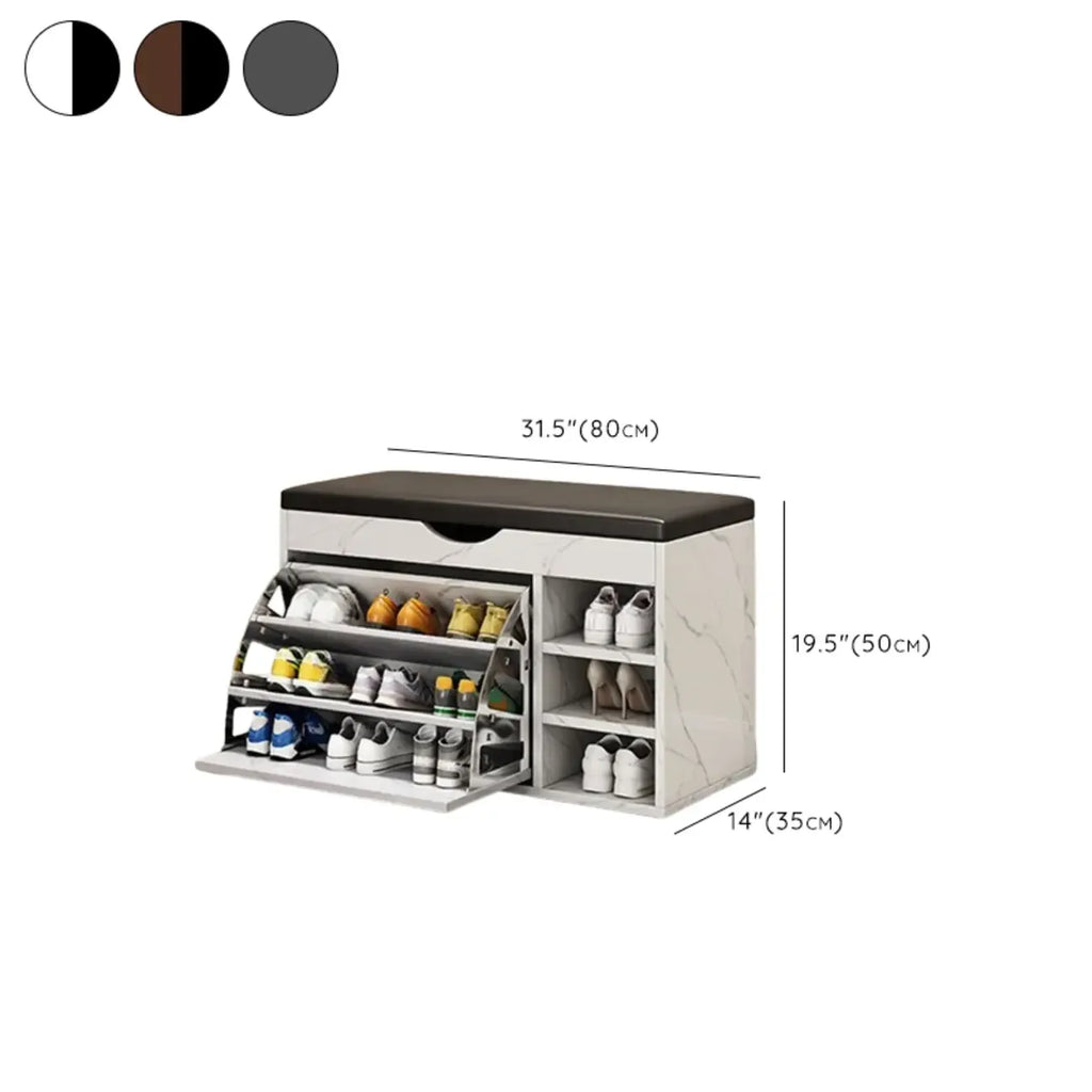 Entryway Drop Front Shoe Storage Bench with Flip-Top