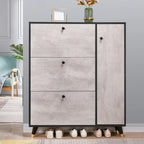 Black Drop Front Shoe Cabinet with Sliding Doors