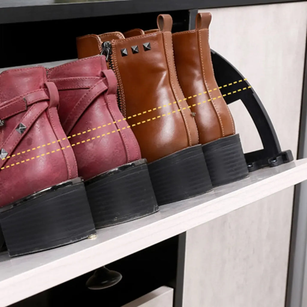 Black Drop Front Shoe Cabinet with Sliding Doors