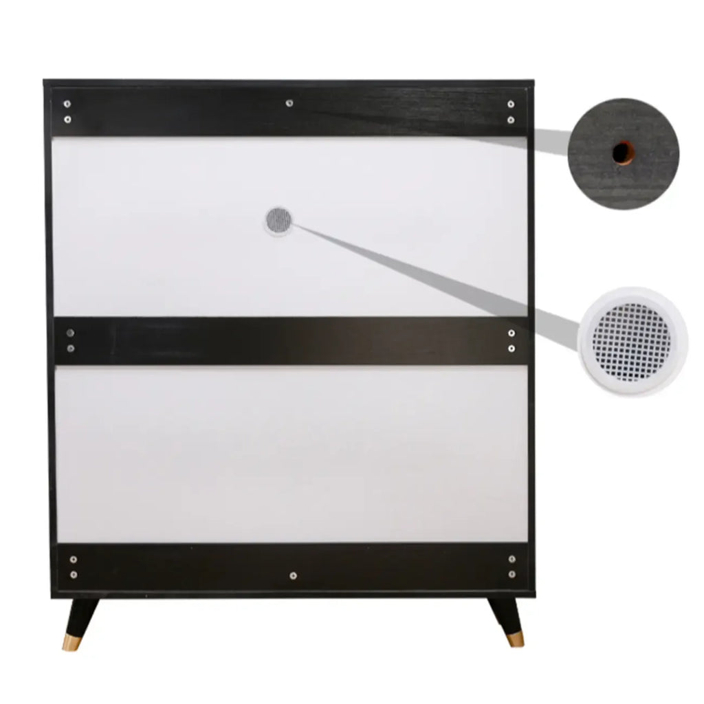 Black Drop Front Shoe Cabinet with Sliding Doors