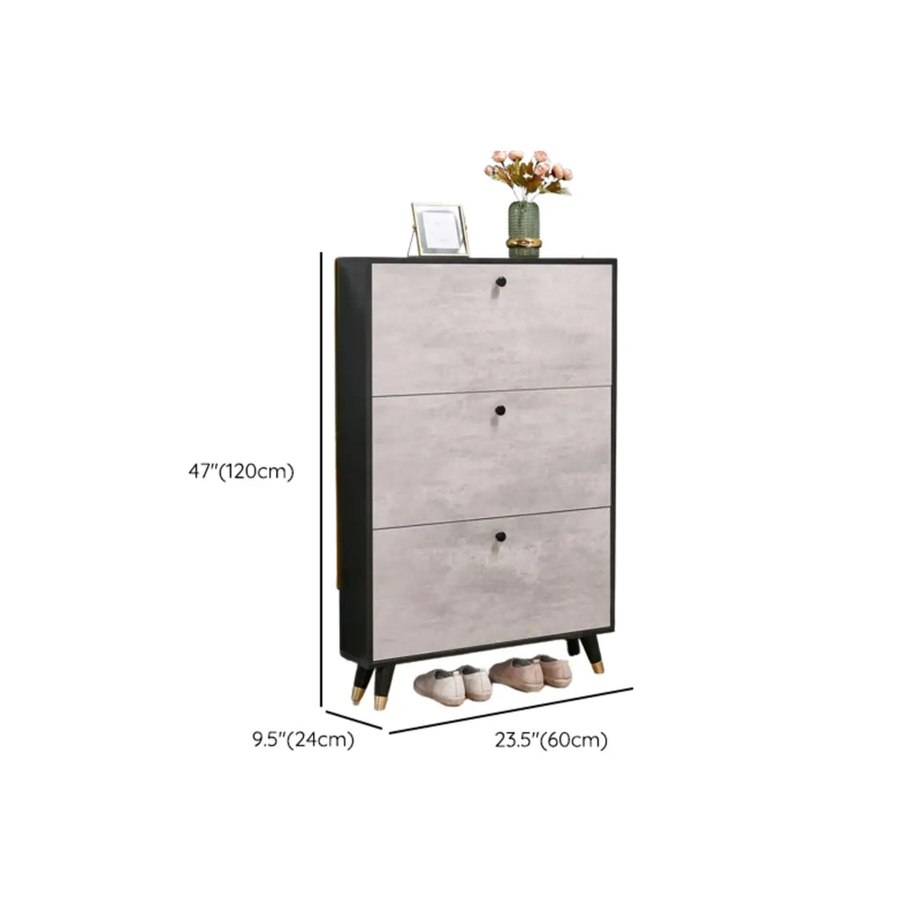 Black Drop Front Shoe Cabinet with Sliding Doors