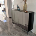 Elegant Grey Shoe Cabinet with Doors & Adjustable Shelves