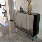 Elegant Grey Shoe Cabinet with Doors & Adjustable Shelves