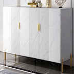 Hallway Wood White Shoe Storage Cabinet with Gold Legs