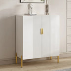 Hallway Wood White Shoe Storage Cabinet with Gold Legs